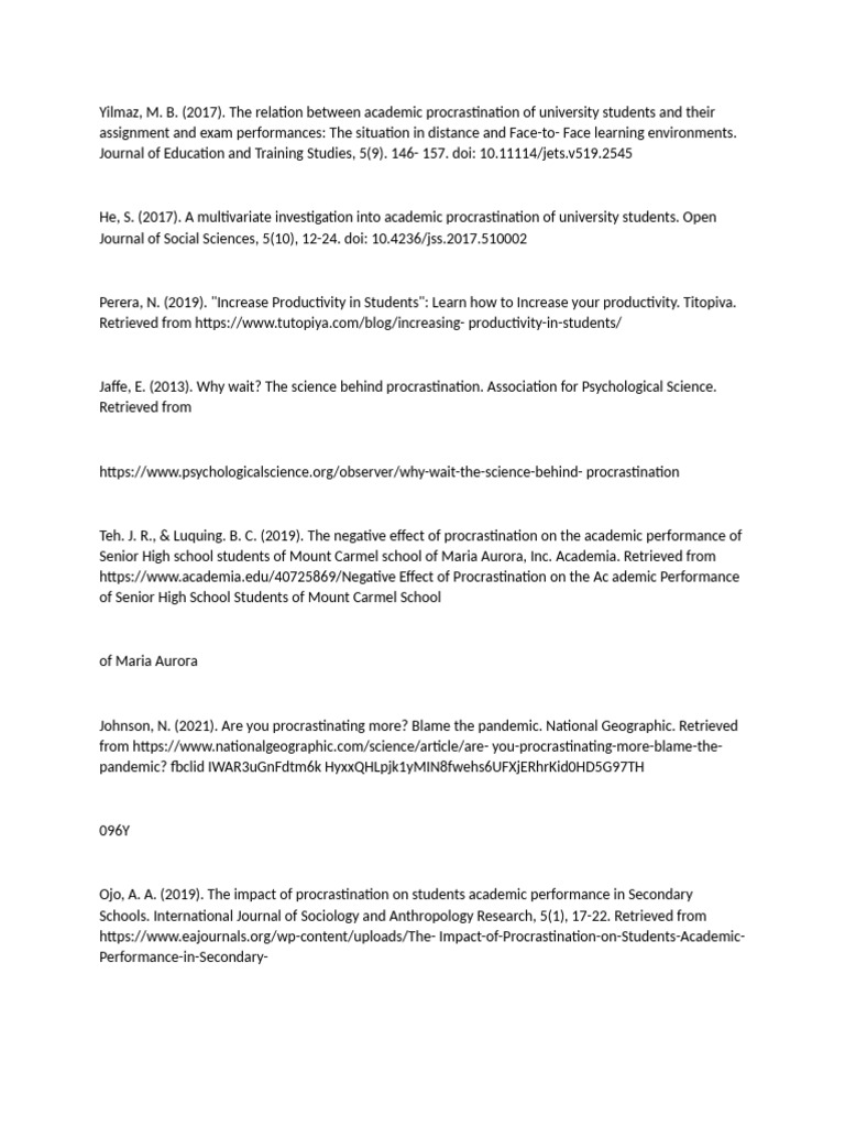 Academic Procrastination and Performance | PDF