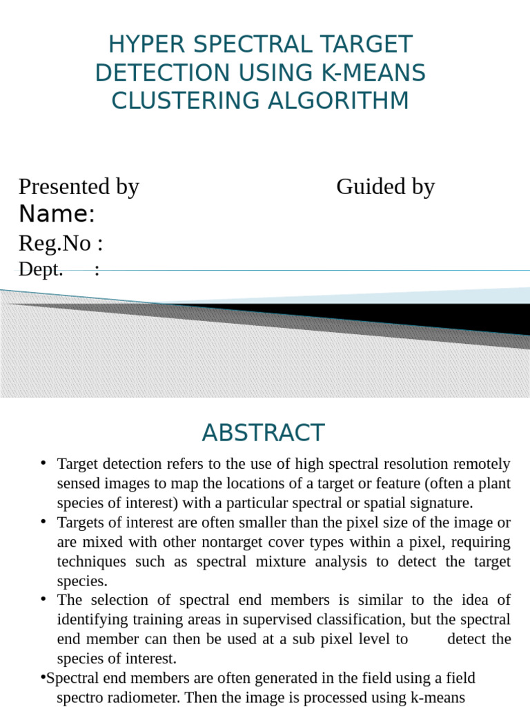 Hyperspectral Target Detection with K-Means | PDF | Cluster Analysis ...