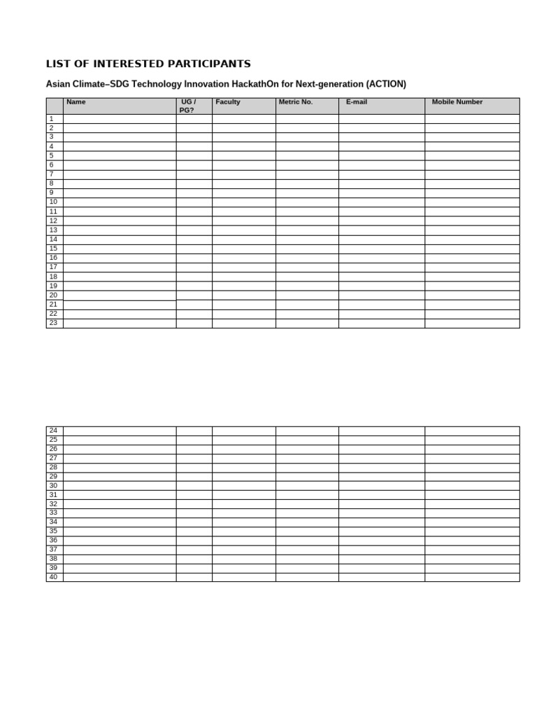 Hackaton - List of Interest Participants | PDF