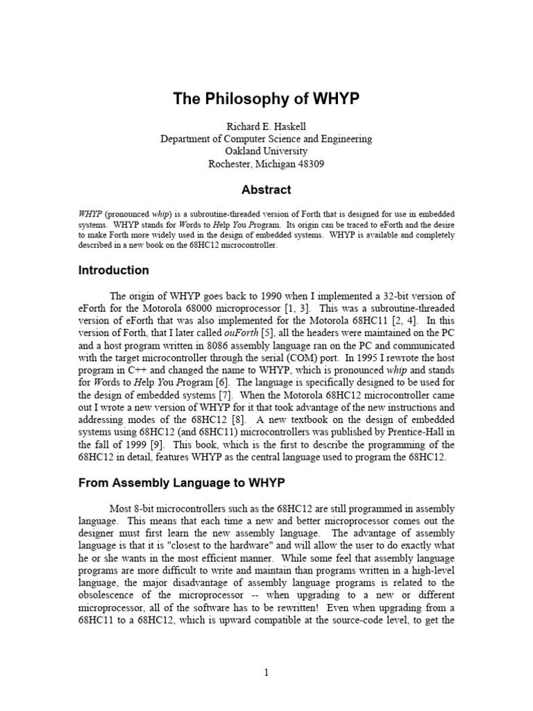 WHYP: Forth for Embedded Systems | PDF | Computer Program | Programming