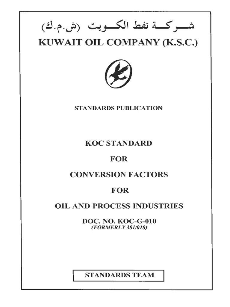 KOC Oil Industry Conversion Factors Guide | PDF | Calorie | Barrel (Unit)
