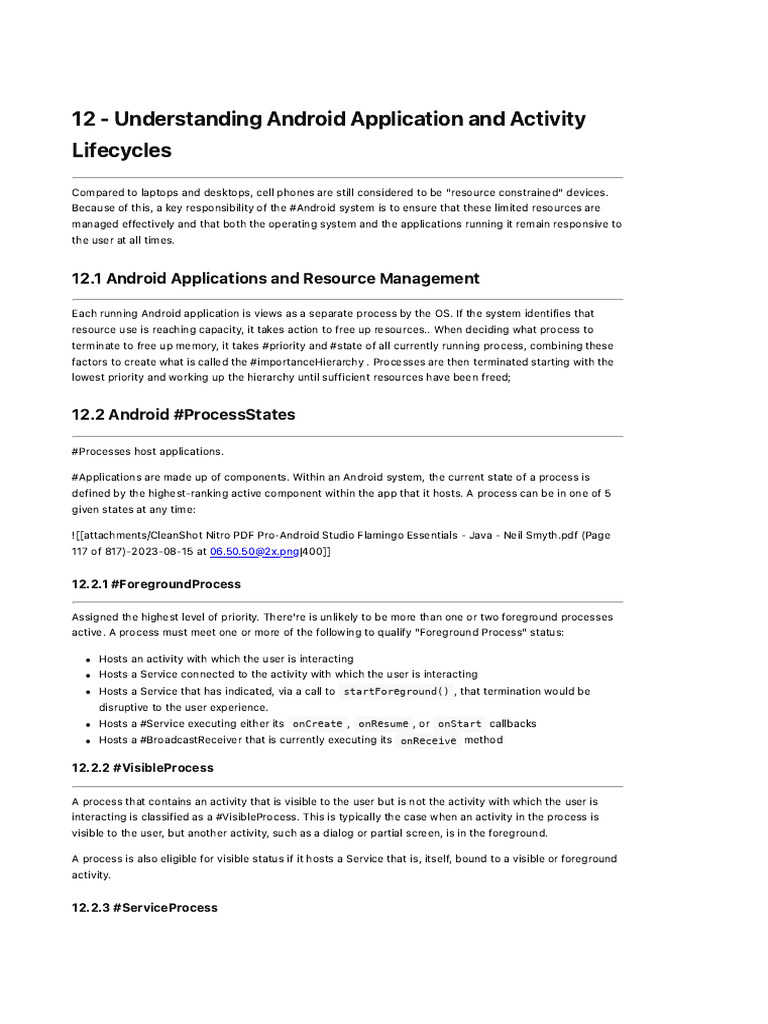 Android App Lifecycle Management | PDF | Android (Operating System ...