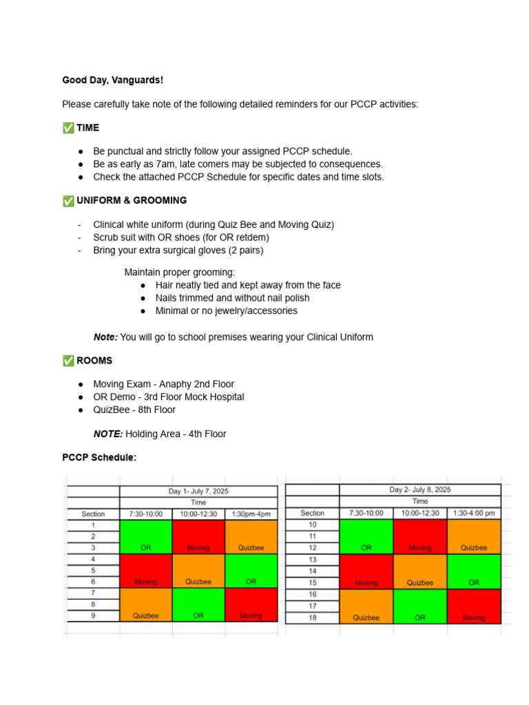 PCCP Activity Guidelines for Nursing Students | PDF