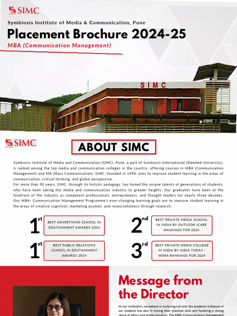 SIMC Placement Report 2024-25 | PDF | Marketing | Communication