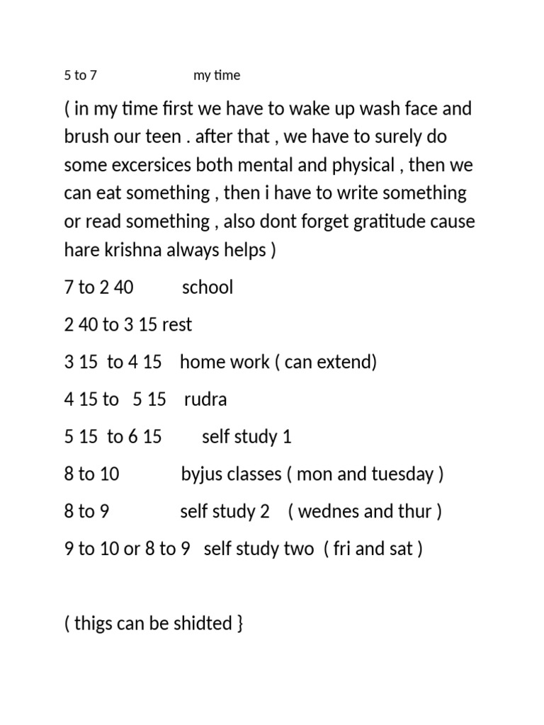 Daily Study and Routine Schedule | PDF