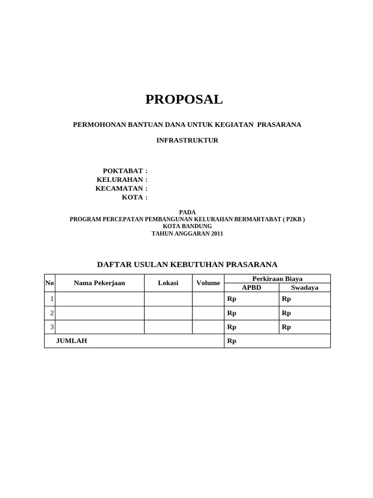 Form Proposal Infrastruktur P2KB | PDF