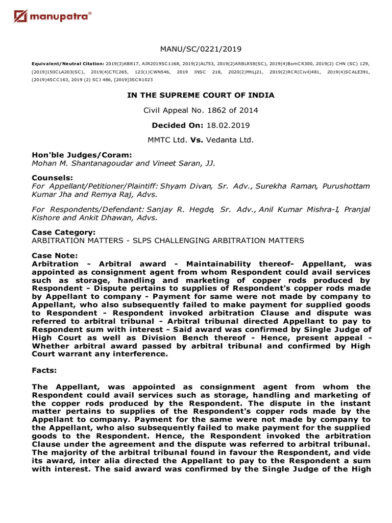 Supreme Court Ruling on Arbitration Case | PDF | Letter Of Credit ...