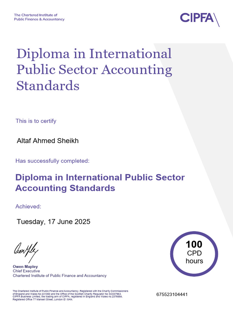 CIPFA Diploma in IPSAS Certification | PDF | Accounting