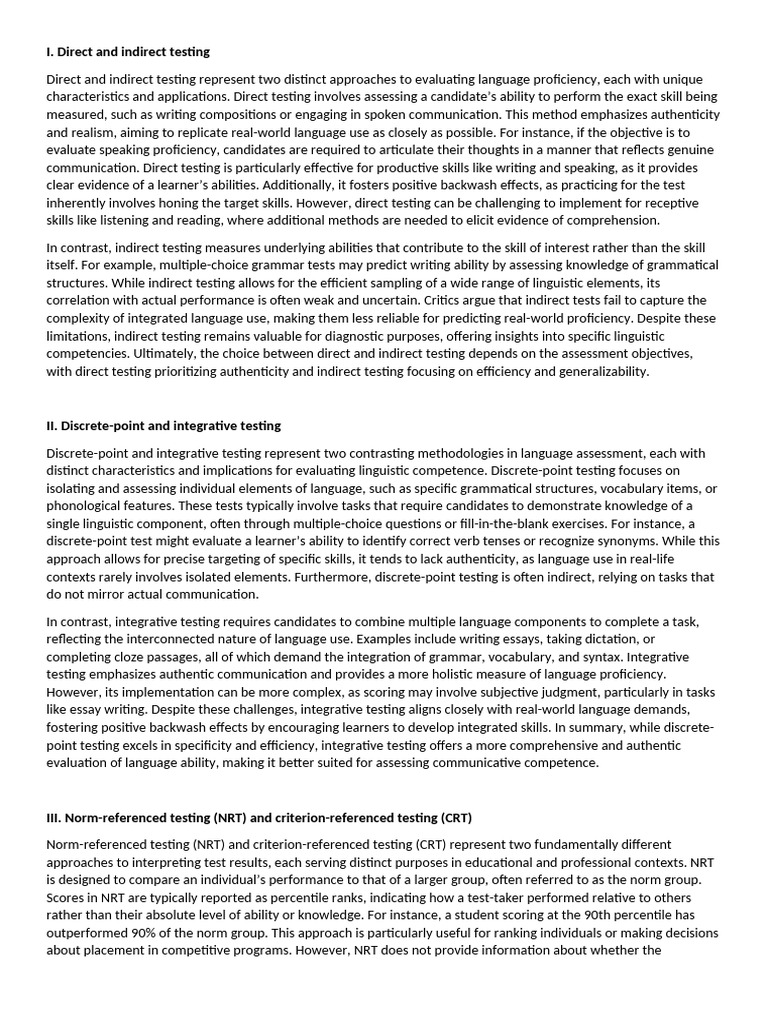 Language Proficiency Testing Methods Explained | PDF | Educational ...