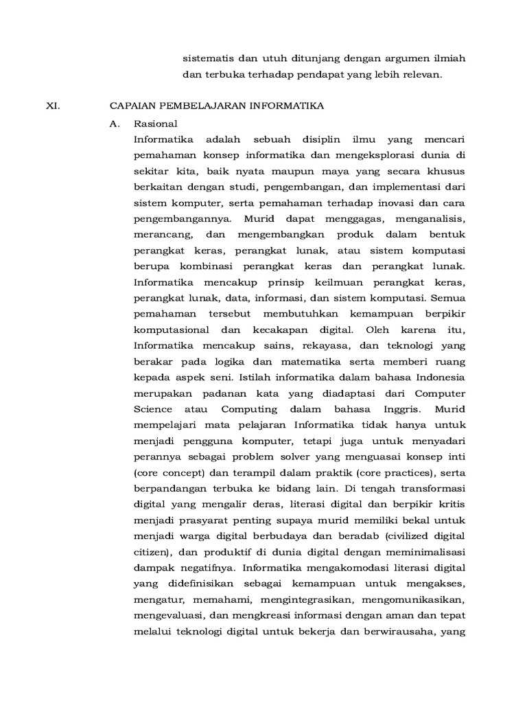 Elemen Kurikulum Informatika untuk Problem Solving | PDF