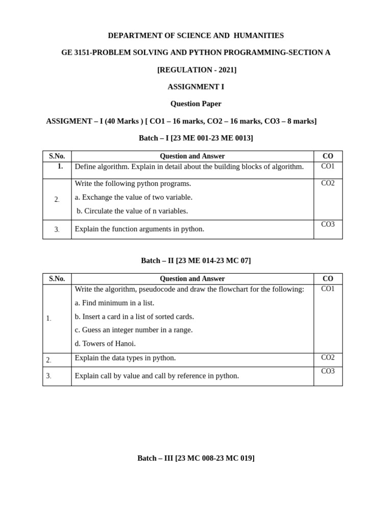Python Programming Assignment Questions | PDF | Mathematical Logic ...