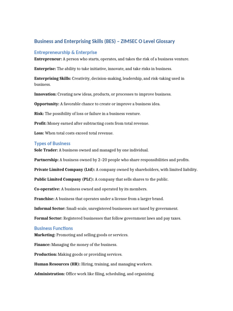 BES Module Overview and Key Concepts | PDF | Business | Entrepreneurship