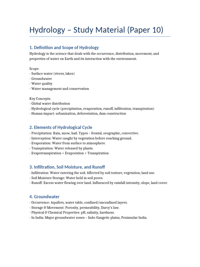 Hydrology Study Material Paper 10 | PDF