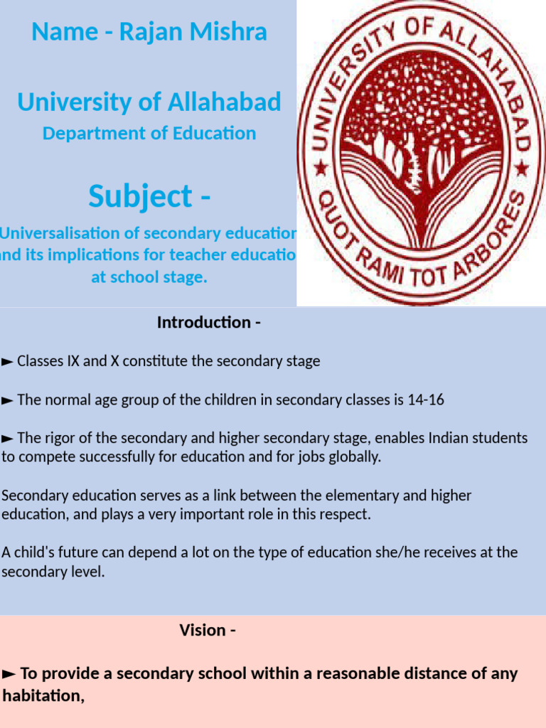 Universalizing Secondary Education in India | PDF | Secondary Education ...