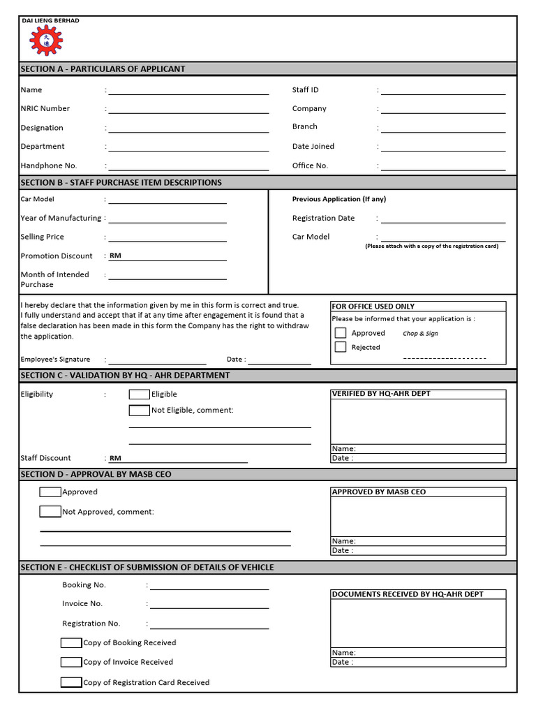 Staff Purchase Application Form | PDF | Authentication | Access Control
