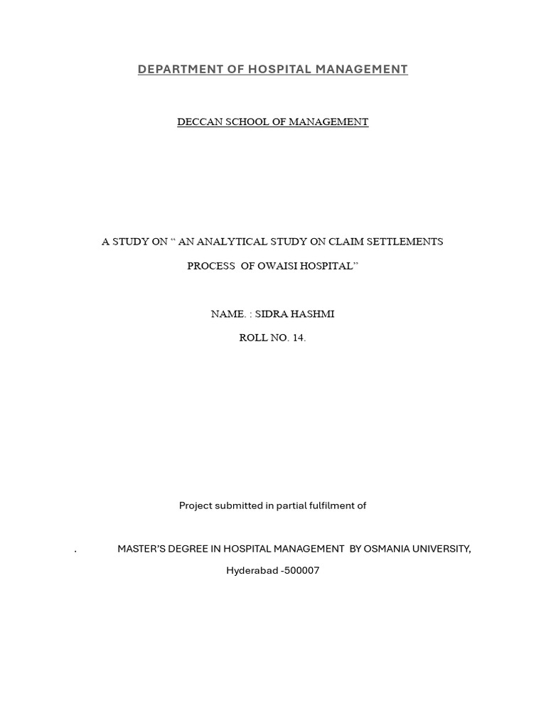 DR Khatija Dissertation | PDF | Hospital | Health Care