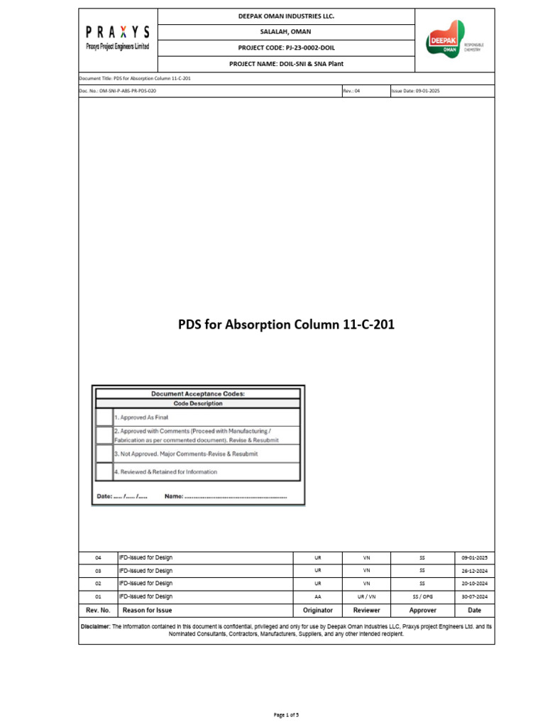 Absorption Column 11 C 201 | PDF | Sodium Hydroxide | Chemical Substances