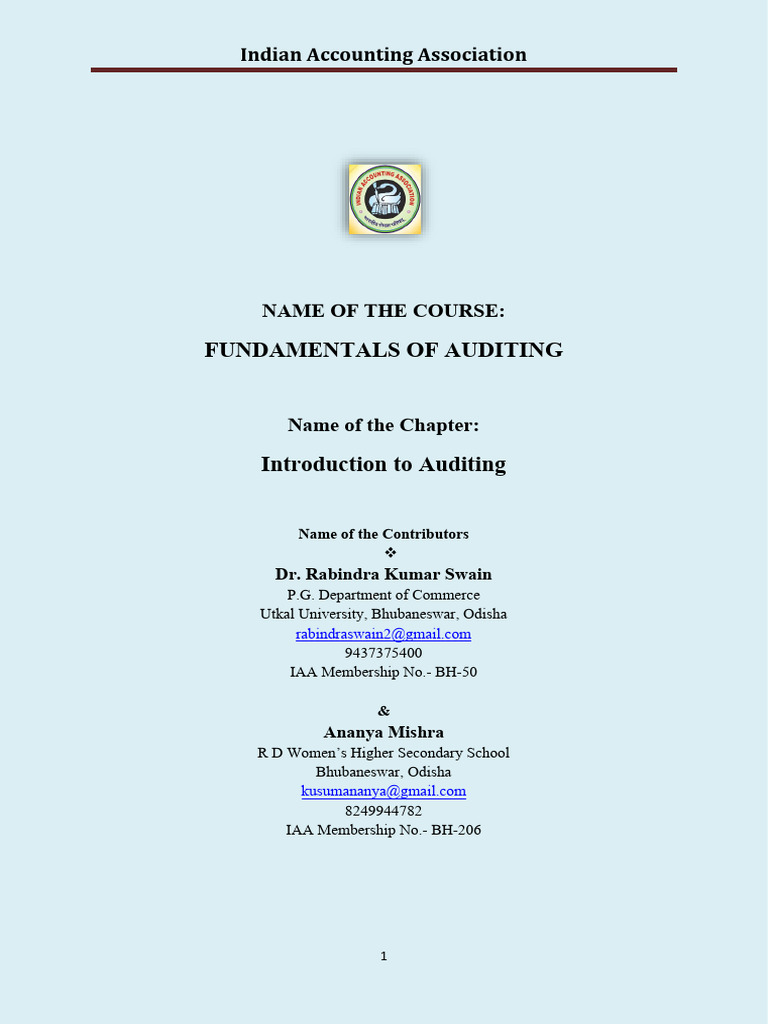 Introduction To Auditing | PDF | Audit | Debits And Credits