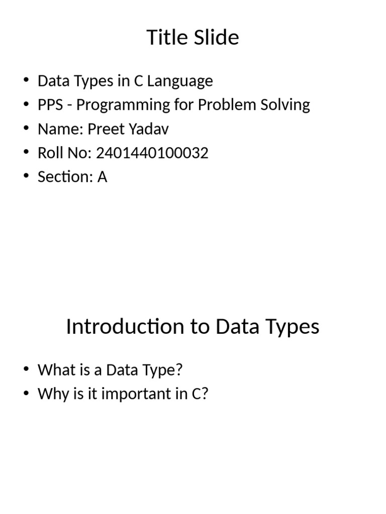 PPS Data Types 32slides Preet Yadav | PDF | Integer (Computer Science ...