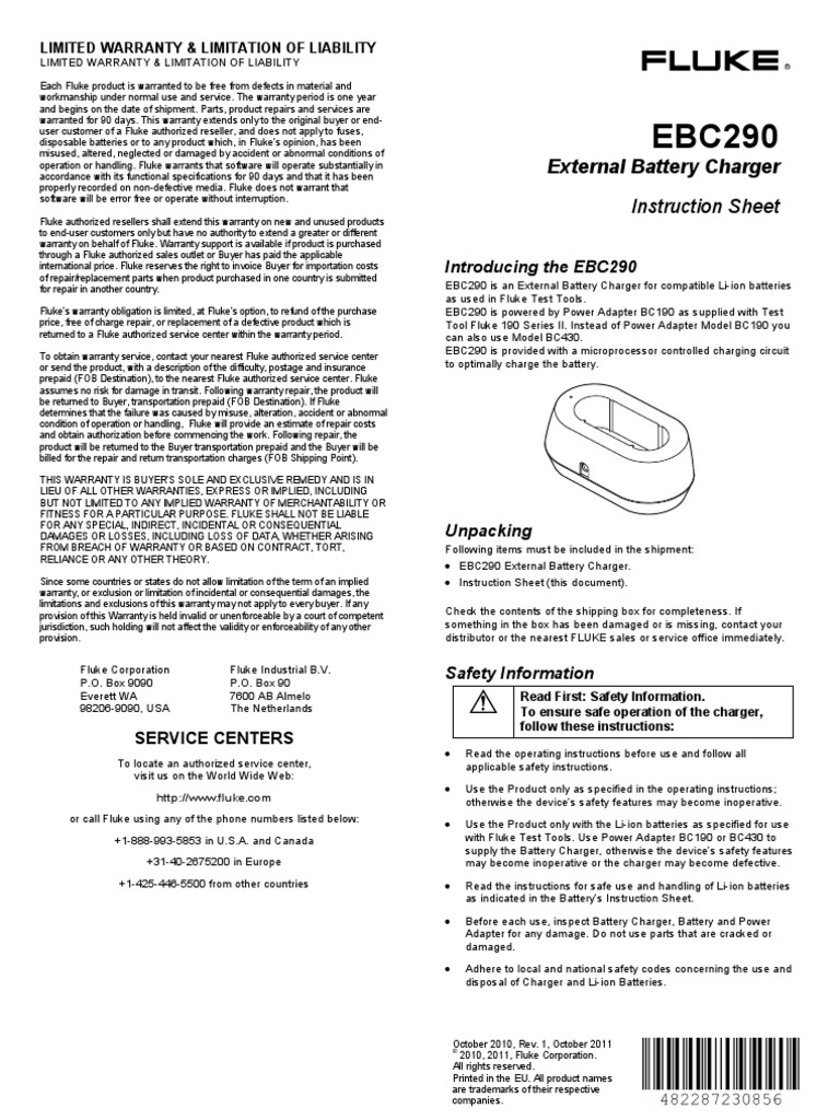 External Battery Charger Instruction Sheet PDF Electronics