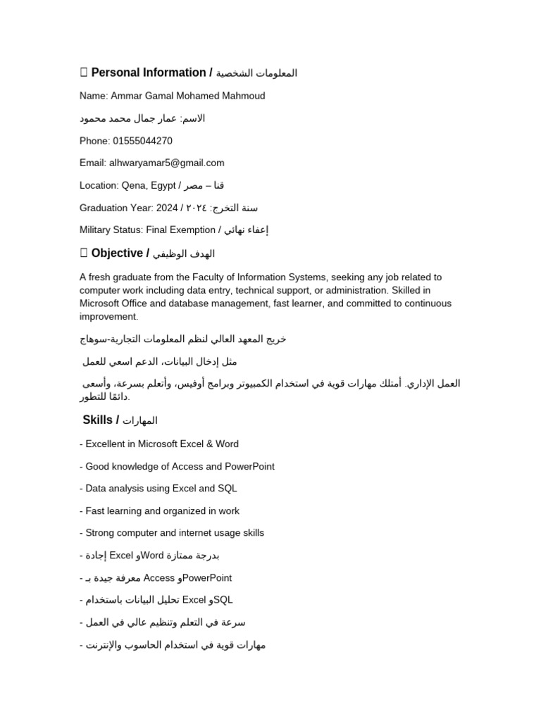 CV Ammar Gmal | PDF