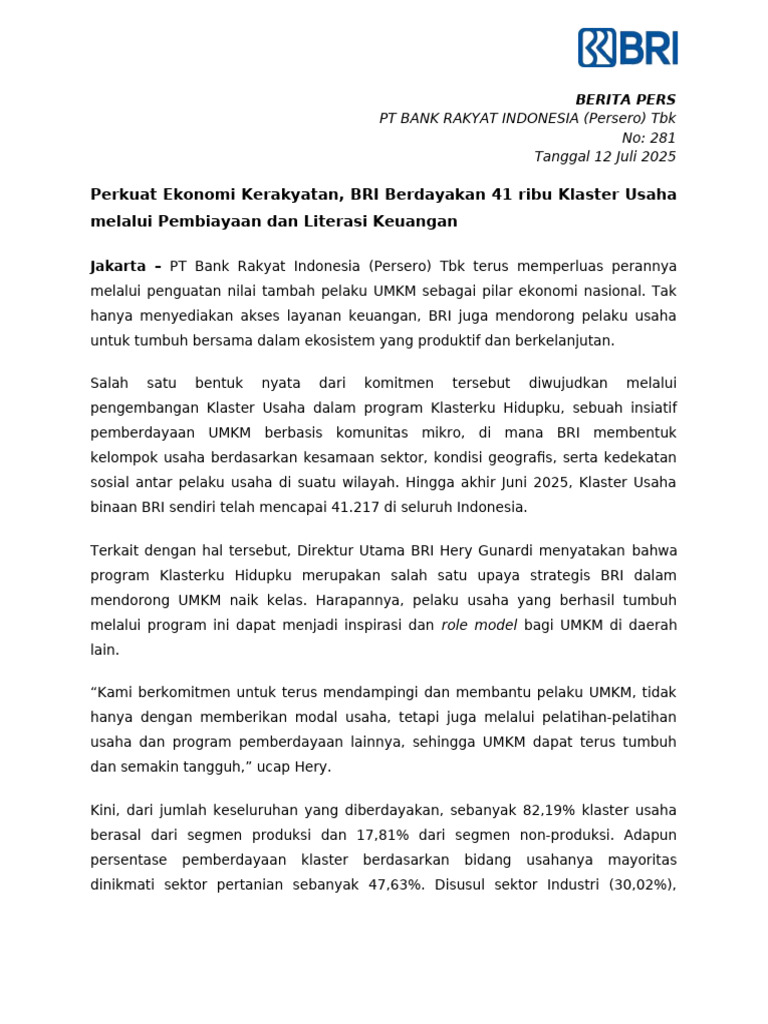 Contoh Membuat Rilis Perusahaan | PDF