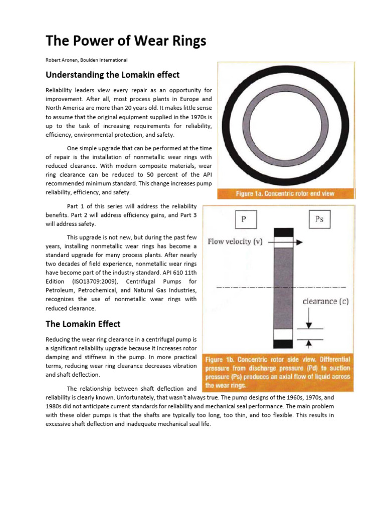 Nonmetallic Wear Rings in Pumps | PDF | Pump | Mechanical Engineering