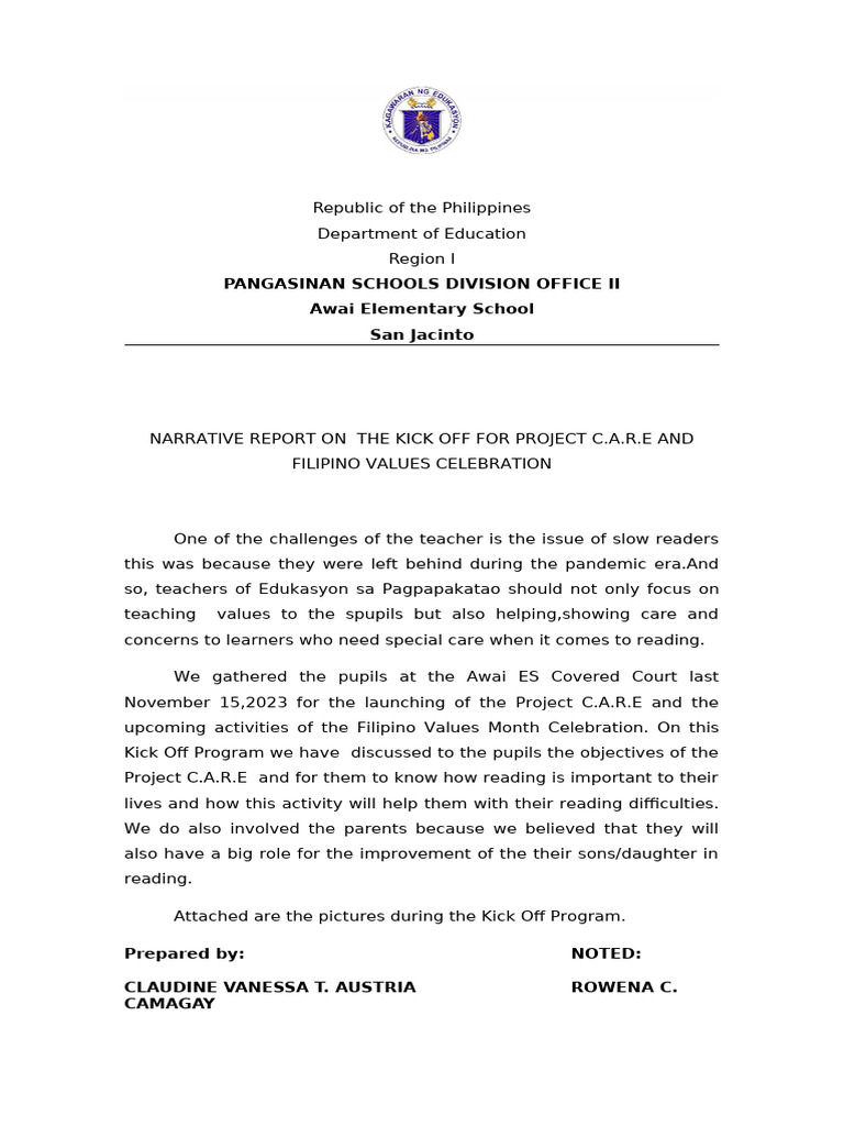 Esp Narrative Report | PDF