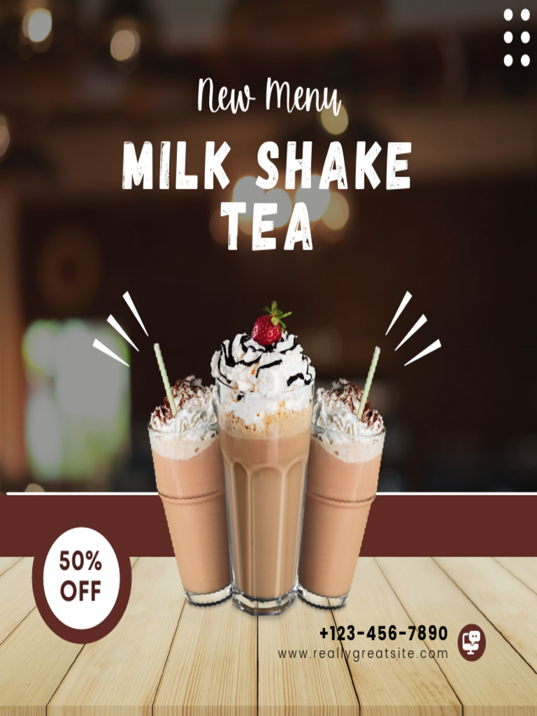 Black & Brown Minimalist New Menu Milk Shake Tea Instagram Post | PDF