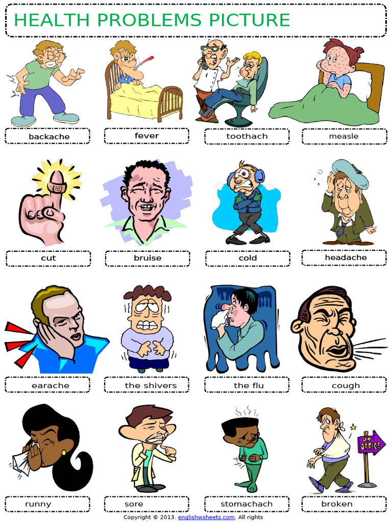 Health Problems Vocabulary Guide | PDF
