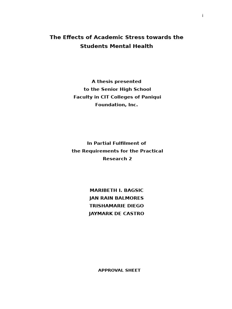 Academic Stress and Student Mental Health | PDF | Mental Health ...