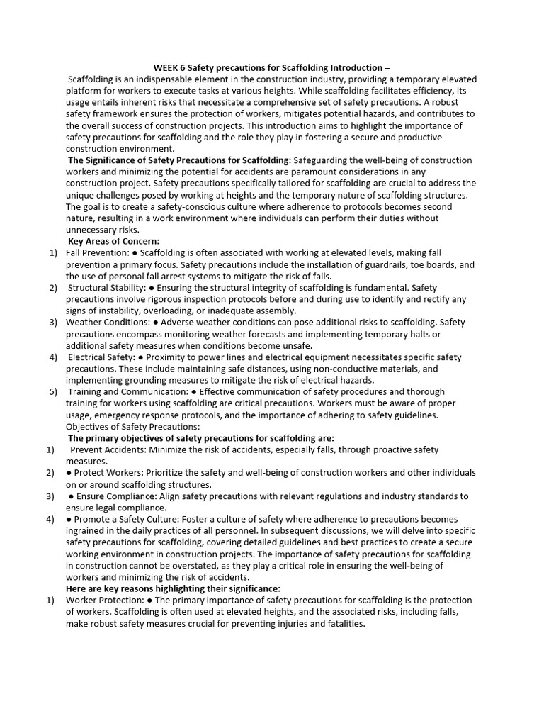 Scaffolding Safety Precautions Guide | PDF | Demolition | Safety