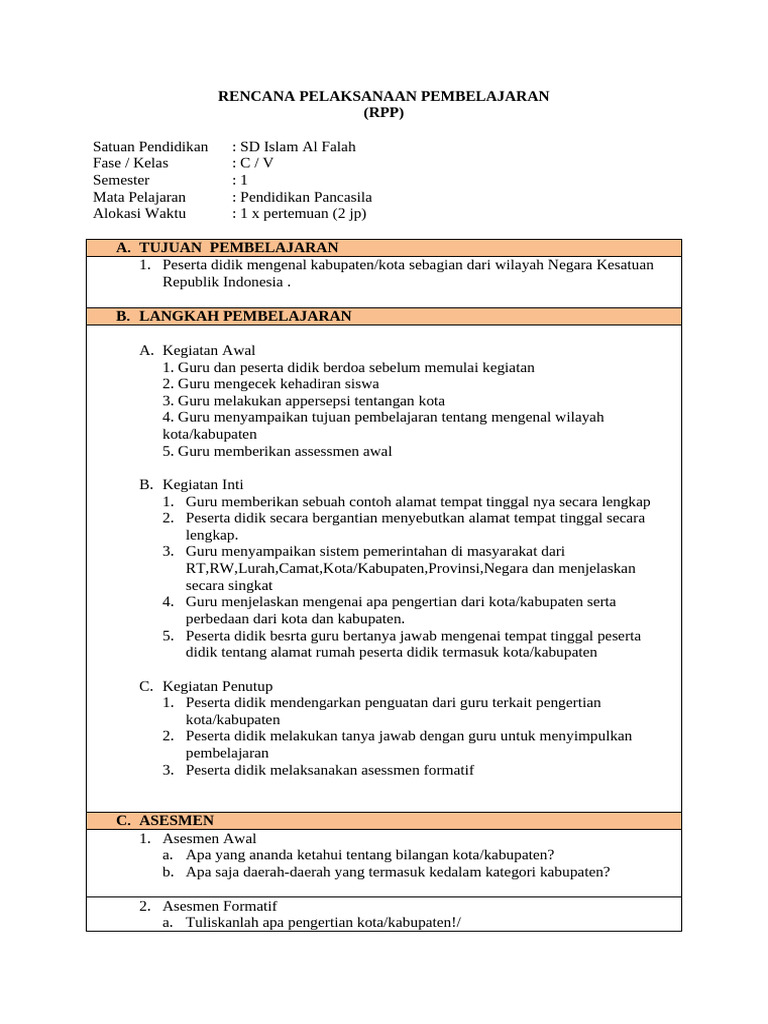 Contoh RPP | PDF