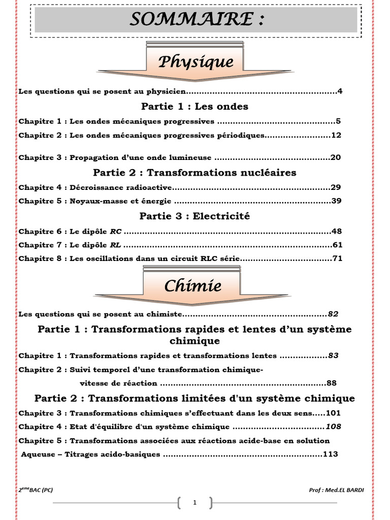 Physique et Chimie : 2ème BAC PC | PDF | Vagues | Physique