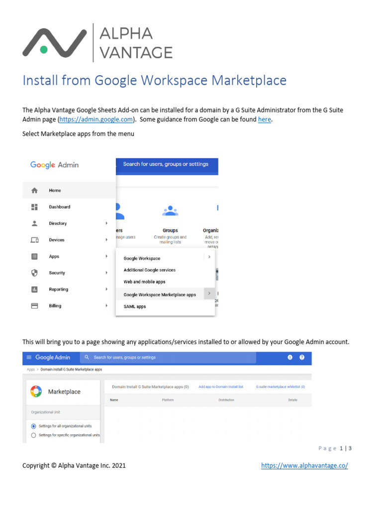 Installing Alpha Vantage Add-on in G Suite | PDF