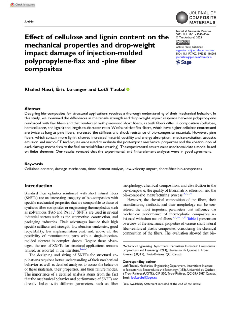 Effect of Cellulose and Lignin Content On The Mechanical Properties and ...