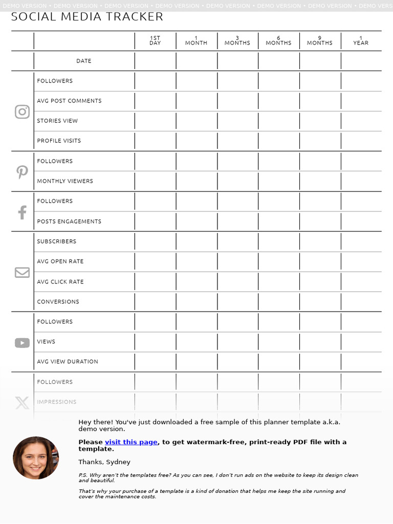 Social Media Performance Tracker Template | PDF