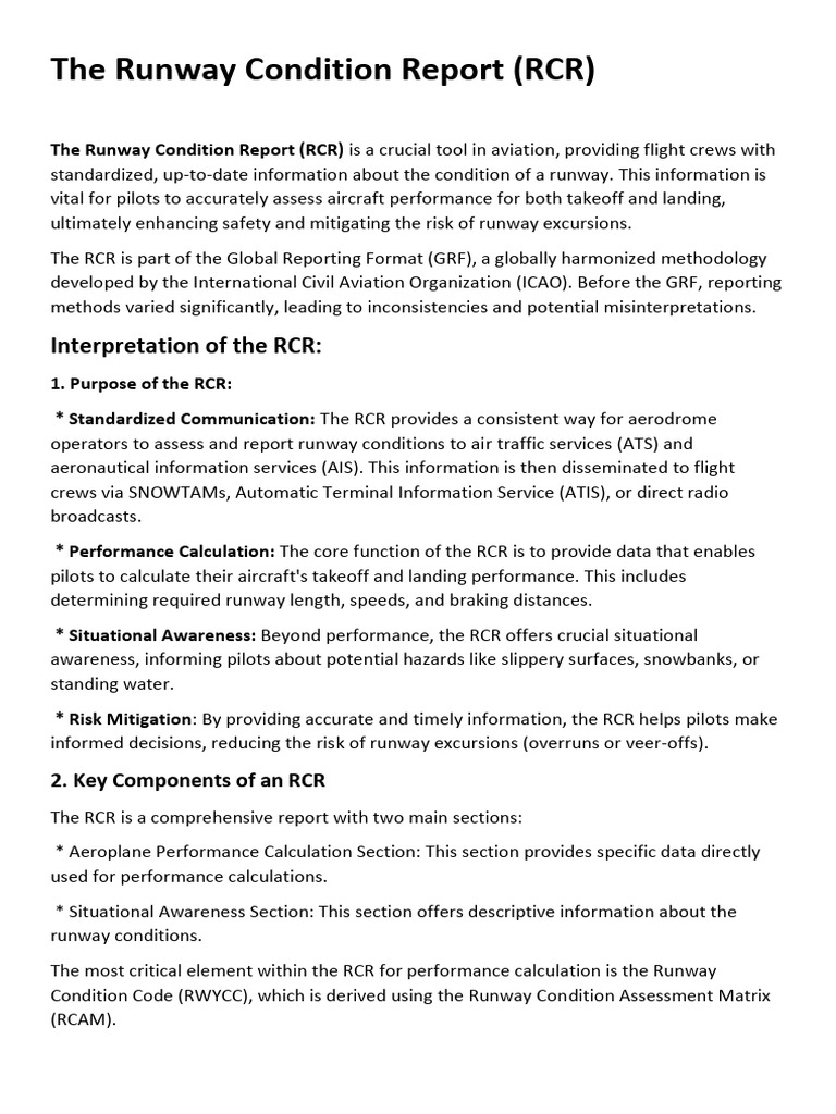 Runway Condition Report Overview | PDF | Runway | Air Traffic Control