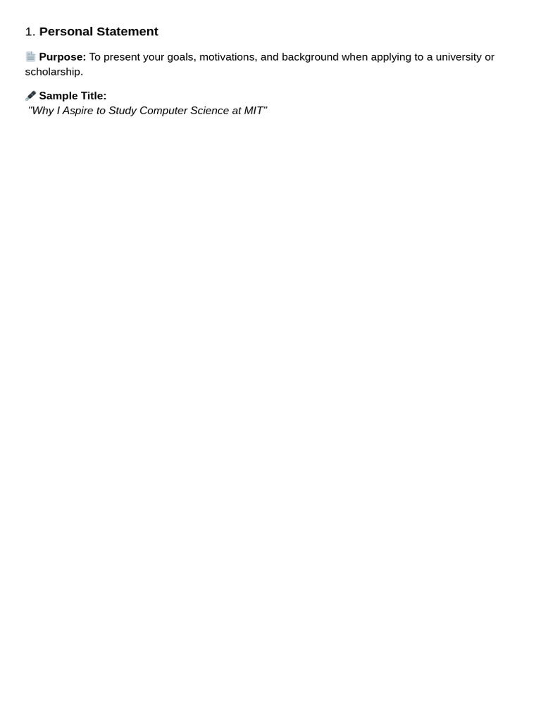 Personal Statement (For University Admission) | PDF