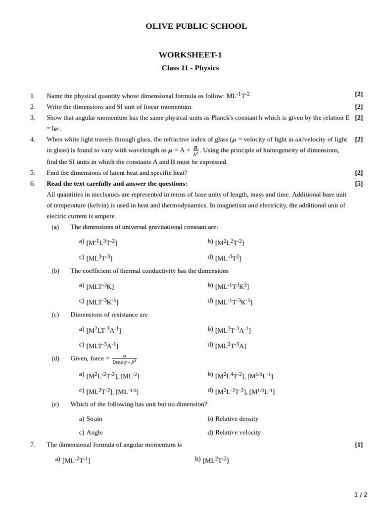 Units and Measurements Worksheet | PDF | Heat | Speed Of Light