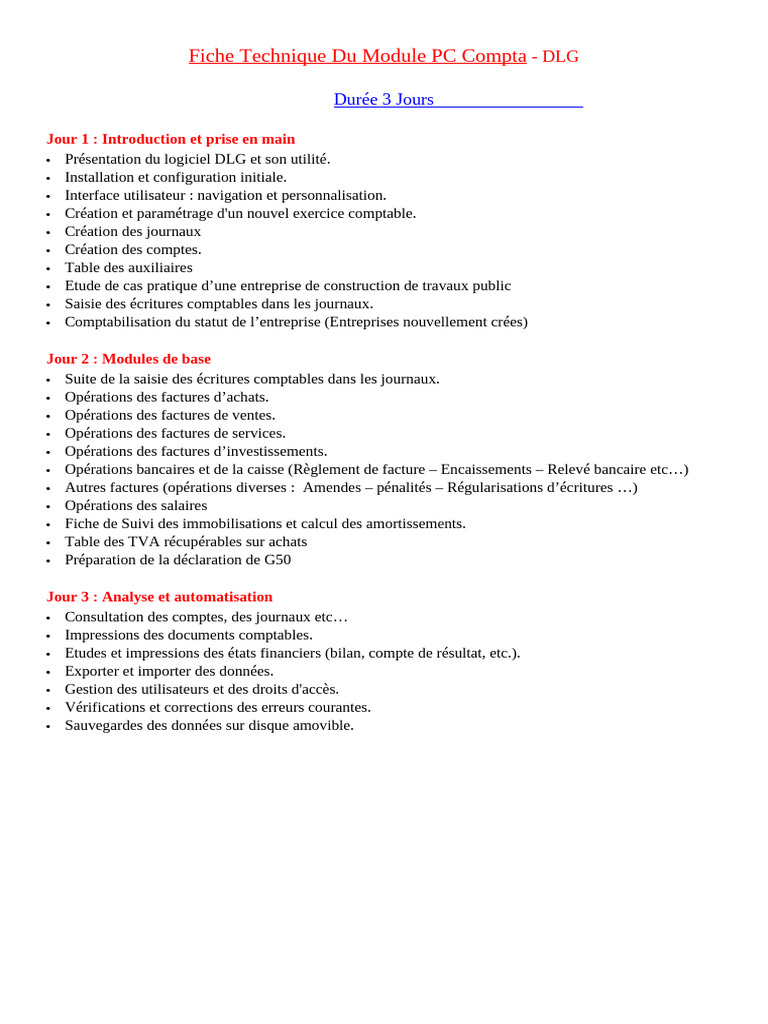 Fiche Technique Module PC Compta | PDF