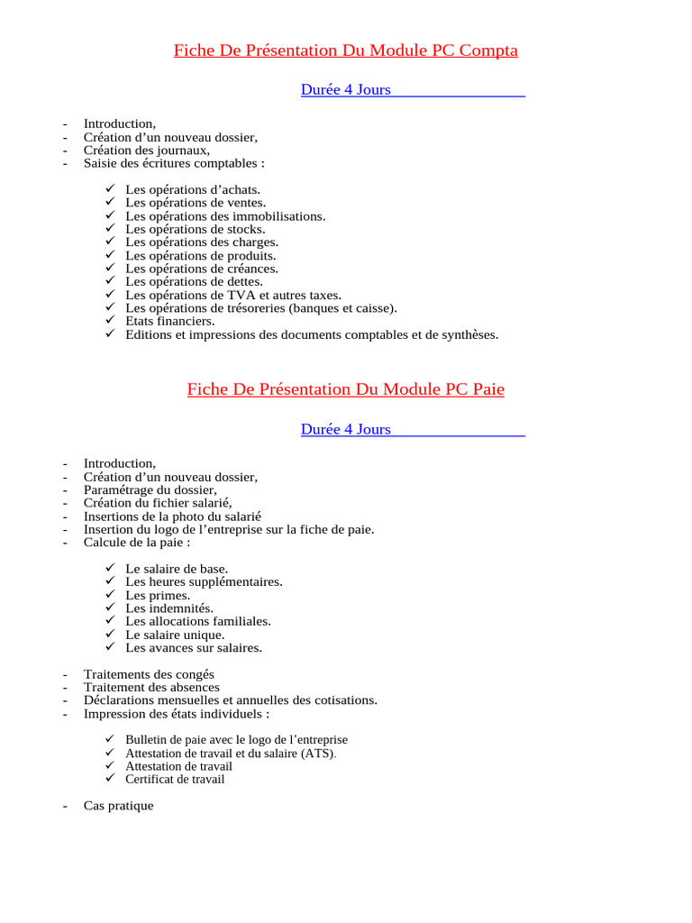 Module PC Compta et Paie en 4 Jours | PDF