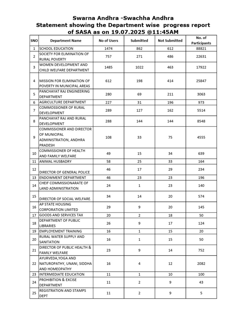 SASA Progress Report 19.07.2025 | PDF