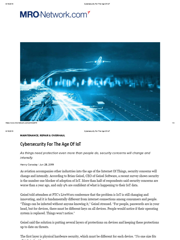 Cybersecurity For The Age of IoT | PDF | Security | Computer Security