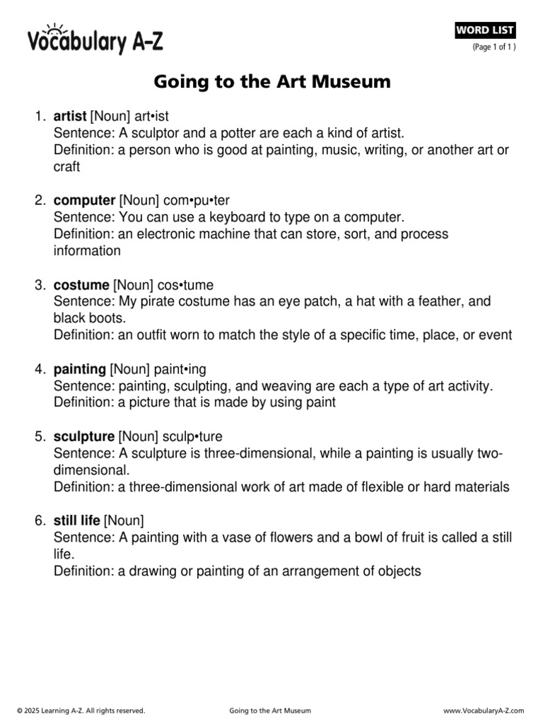 Art Museum Vocabulary Guide | PDF | Still Life | Visual Arts