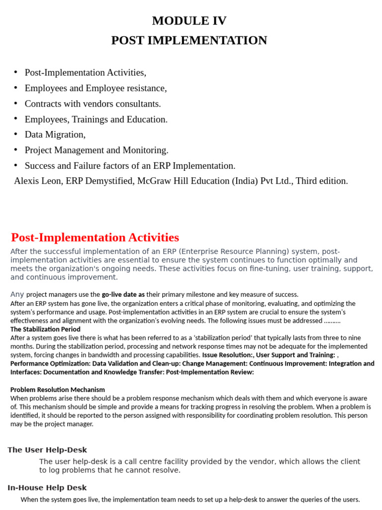 ERP Post-Implementation Strategies | PDF | Enterprise Resource Planning ...