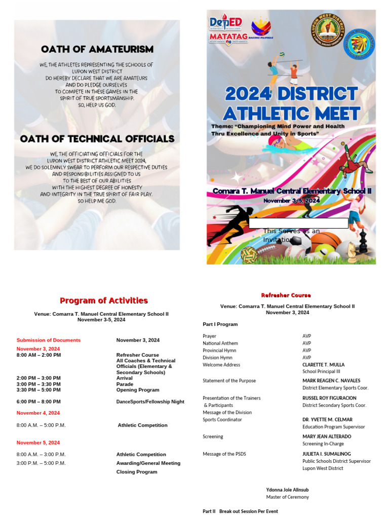 2024 District Sports Meet Schedule | PDF | Sports | Athletic Sports