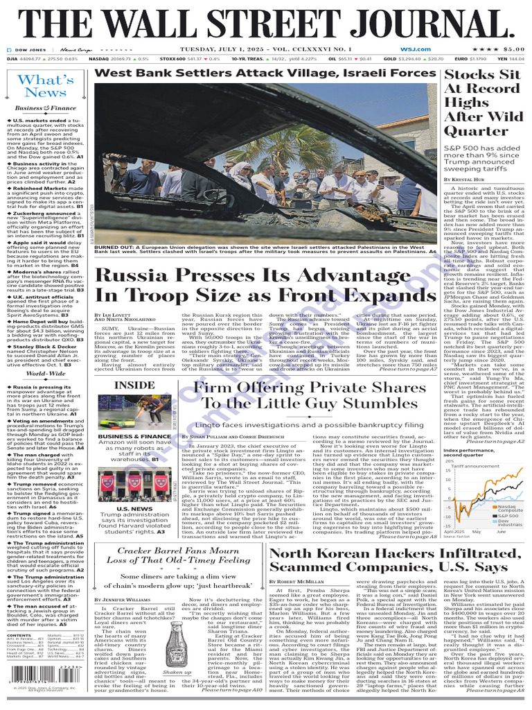 Wallstreetjournal 20250701 TheWallStreetJournal | PDF | Dow Jones  Industrial Average