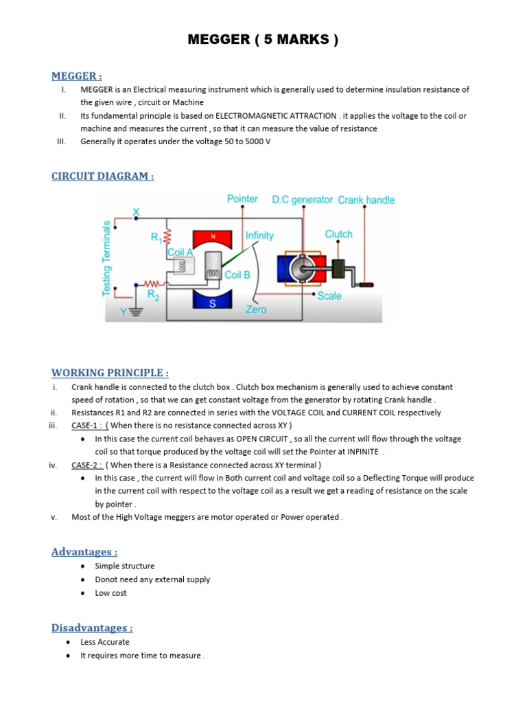 Megger: Working Principle and Diagram | PDF