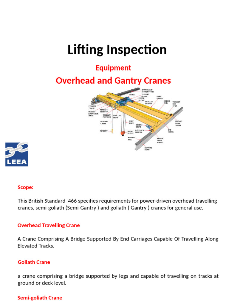 Lifting Inspection for Overhead Cranes | PDF | Crane (Machine) | Elevator